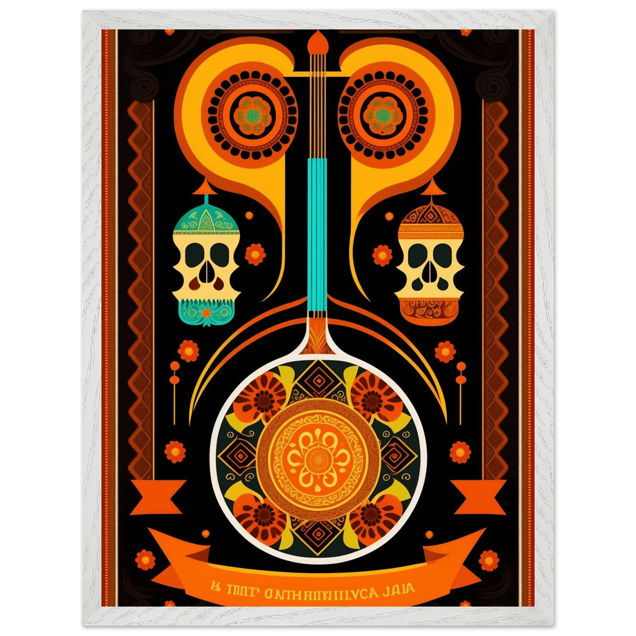 Vibrant Day of the Dead Guitar - Vibrantwalls
