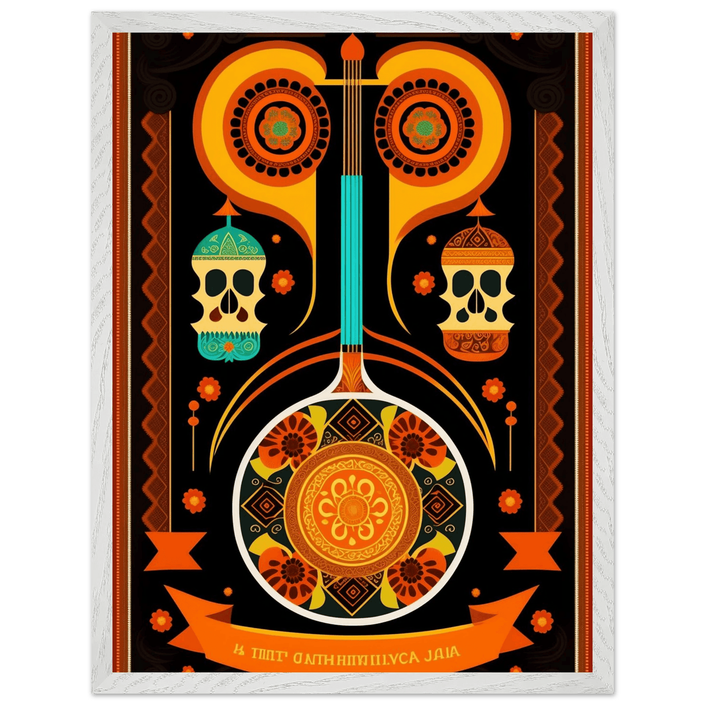 Vibrant Day of the Dead Guitar - Vibrantwalls