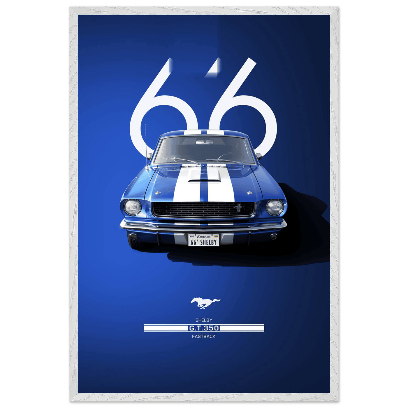 1966 Shelby GT.350 Fastback Framed Poster - Iconic Blue & White Design | Ready-to-Hang Wall Art - Vibrantwalls