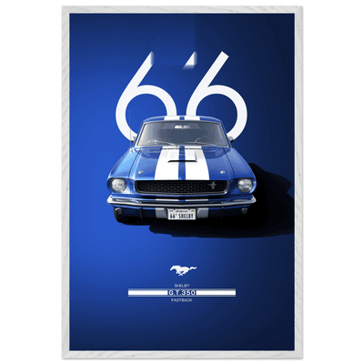 1966 Shelby GT.350 Fastback Framed Poster - Iconic Blue & White Design | Ready-to-Hang Wall Art - Vibrantwalls