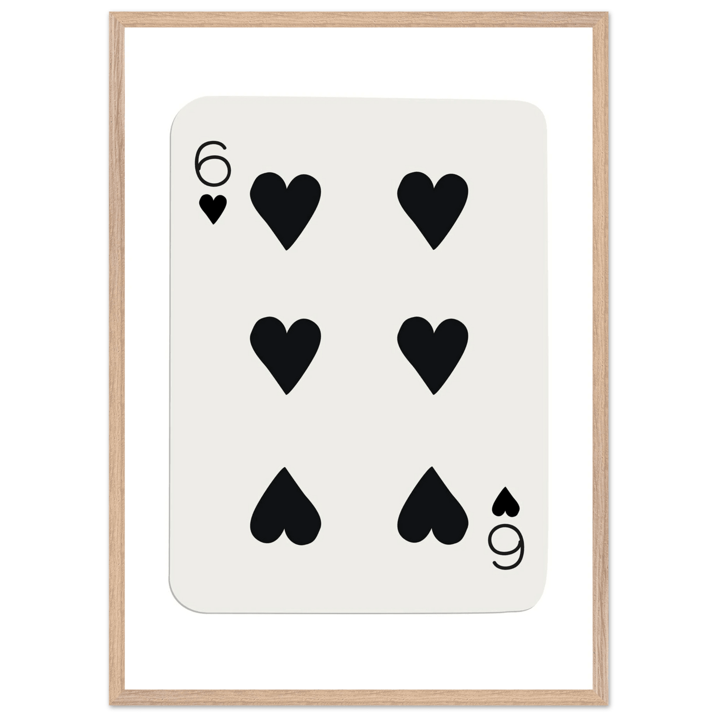 Six of Hearts Poker Card Print - Mounted Framed Poster Art, Eco-Friendly Wood Frame in Your Choice of Frame & Size - Vibrantwalls