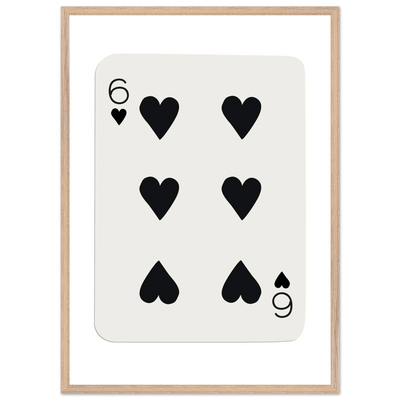 Six of Hearts Poker Card Print - Mounted Framed Poster Art, Eco-Friendly Wood Frame in Your Choice of Frame & Size - Vibrantwalls