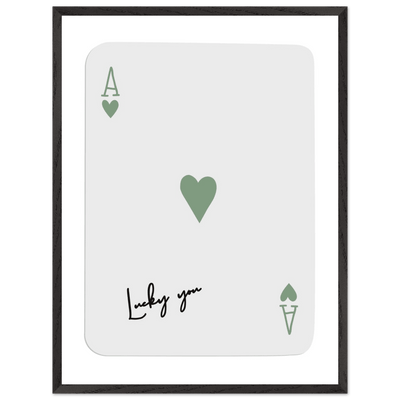 Lucky You Ace of Hearts Poker Card Print - Mounted Framed Poster Art, Eco-Friendly Wood Frame - Vibrantwalls
