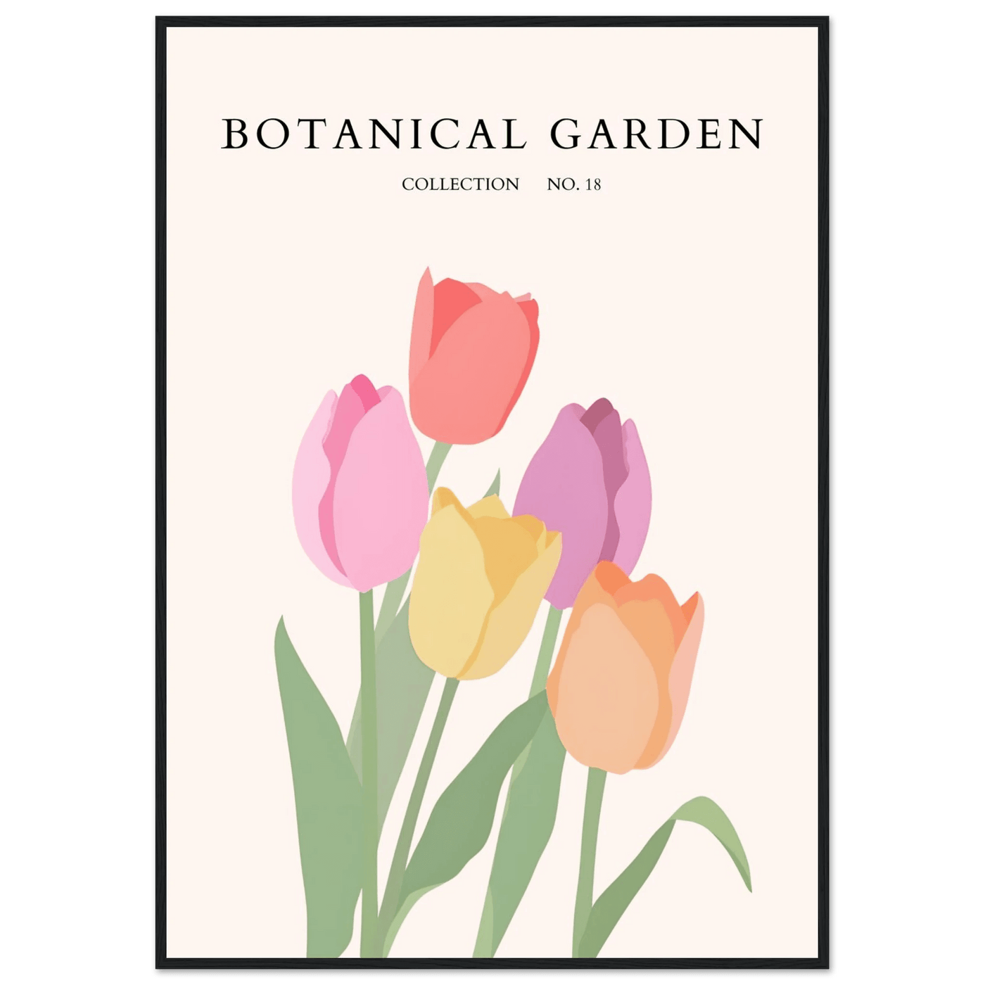 Botanical Garden Tulip Framed Poster – Pastel Bloom Art Print | Ready-to-Hang Floral Decor - Vibrantwalls