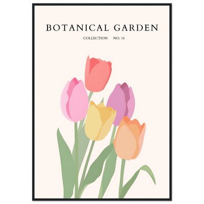 Botanical Garden Tulip Framed Poster – Pastel Bloom Art Print | Ready-to-Hang Floral Decor - Vibrantwalls