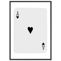 Ace of Hearts Minimalist Poker Card Art - Eco-Friendly Mounted Framed Poster, Choice of Frame Finish & Size - Vibrantwalls