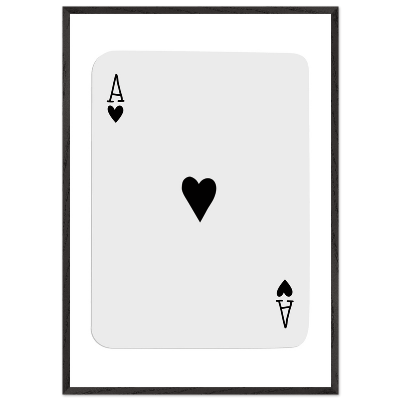 Ace of Hearts Minimalist Poker Card Art - Eco-Friendly Mounted Framed Poster, Choice of Frame Finish & Size - Vibrantwalls
