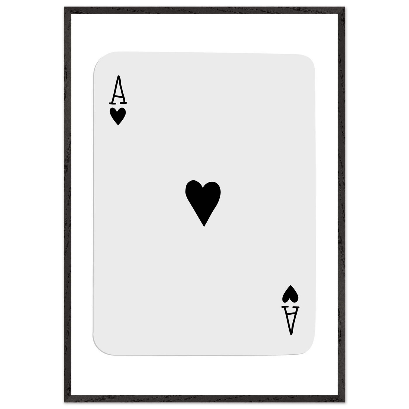 Ace of Hearts Minimalist Poker Card Art - Eco-Friendly Mounted Framed Poster, Choice of Frame Finish & Size - Vibrantwalls