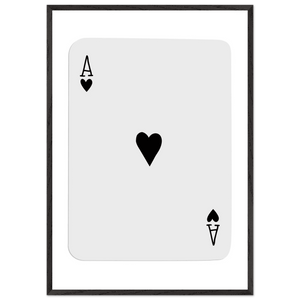 Ace of Hearts Minimalist Poker Card Art - Eco-Friendly Mounted Framed Poster, Choice of Frame Finish & Size - Vibrantwalls