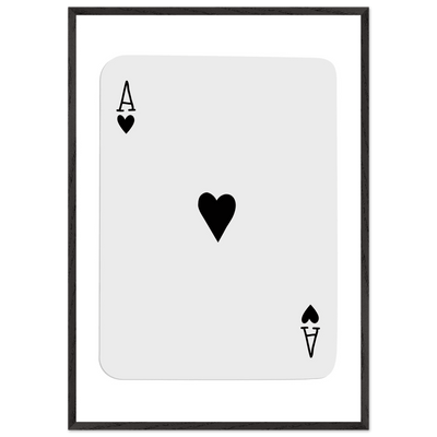 Ace of Hearts Minimalist Poker Card Art - Eco-Friendly Mounted Framed Poster, Choice of Frame Finish & Size - Vibrantwalls