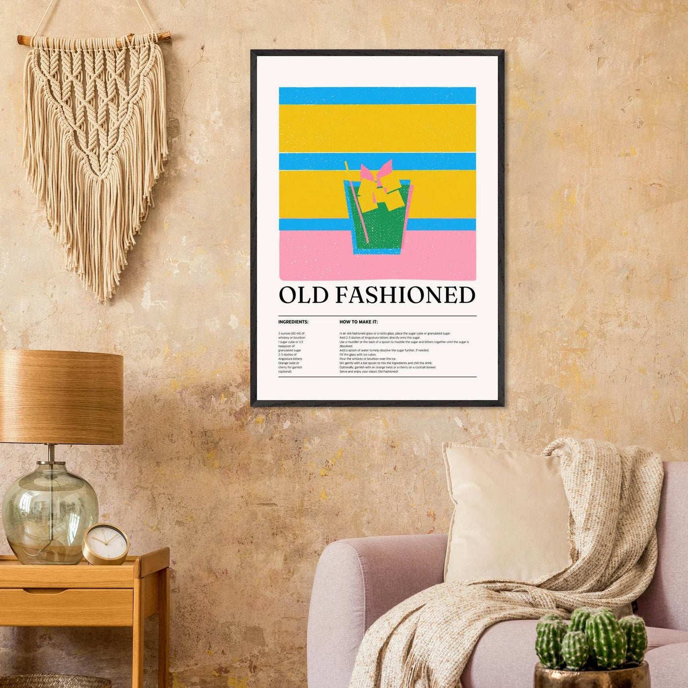Old Fashioned Cocktail Recipe Art Print - Vibrantwalls