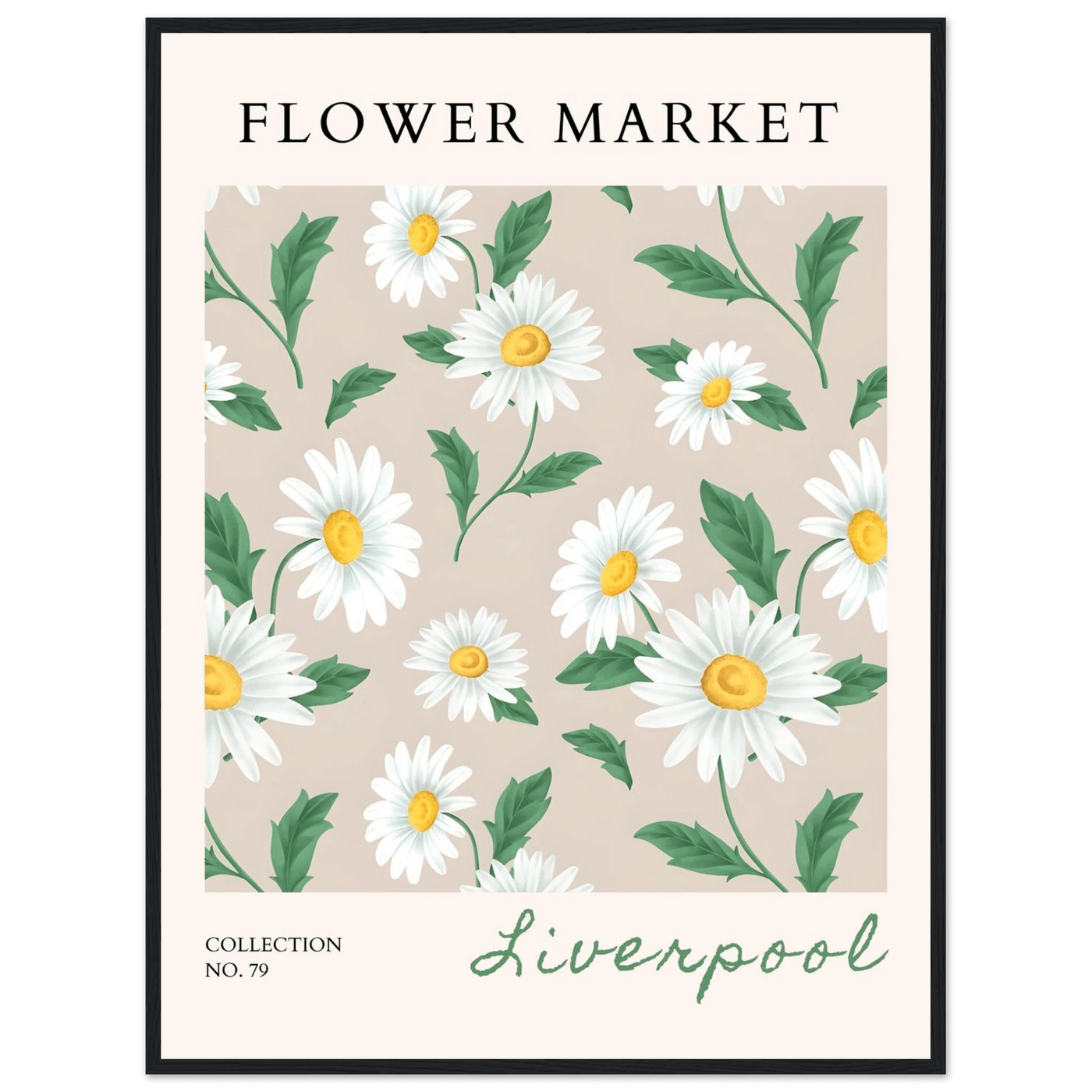 Charming Daisy Field Framed Poster – Botanical 'Flower Market' Art Print | Ready-to-Hang in Your Choice of Frame - Vibrantwalls
