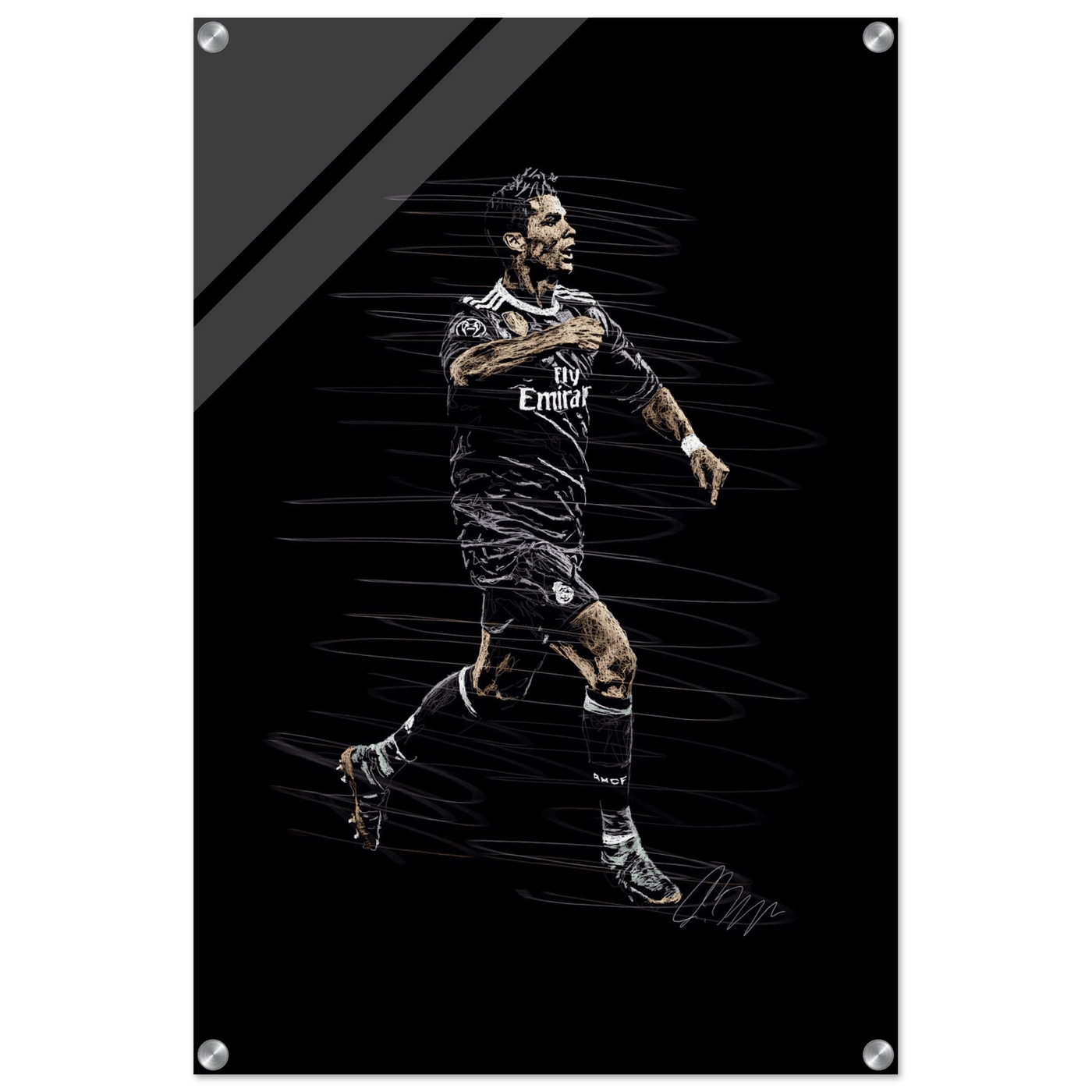 Cristiano Ronaldo Abstract Art Acrylic Print – Dynamic, Glossy, Modern Wall Decor in Various Sizes - Vibrantwalls
