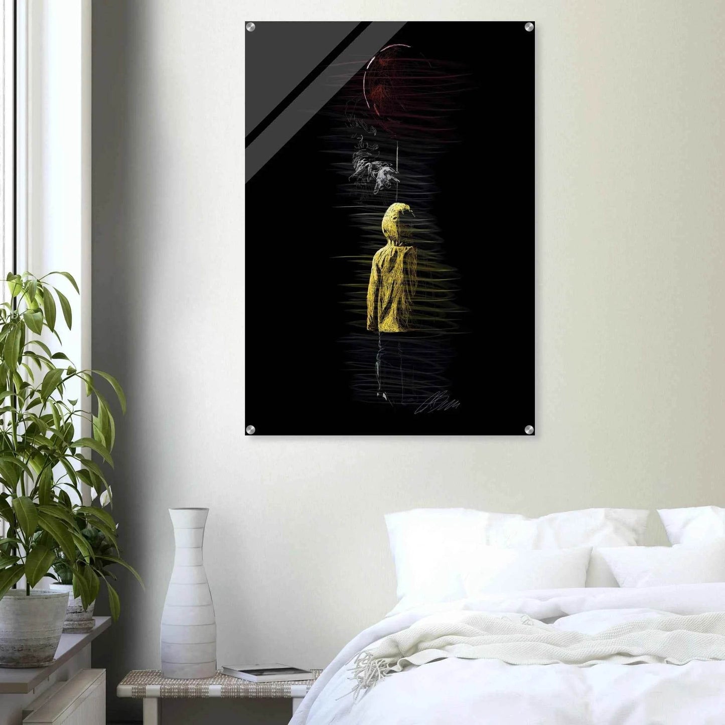 Abstract Figure Acrylic Print – Modern Black & Yellow Art, Vibrant & Durable Wall Decor - Vibrantwalls