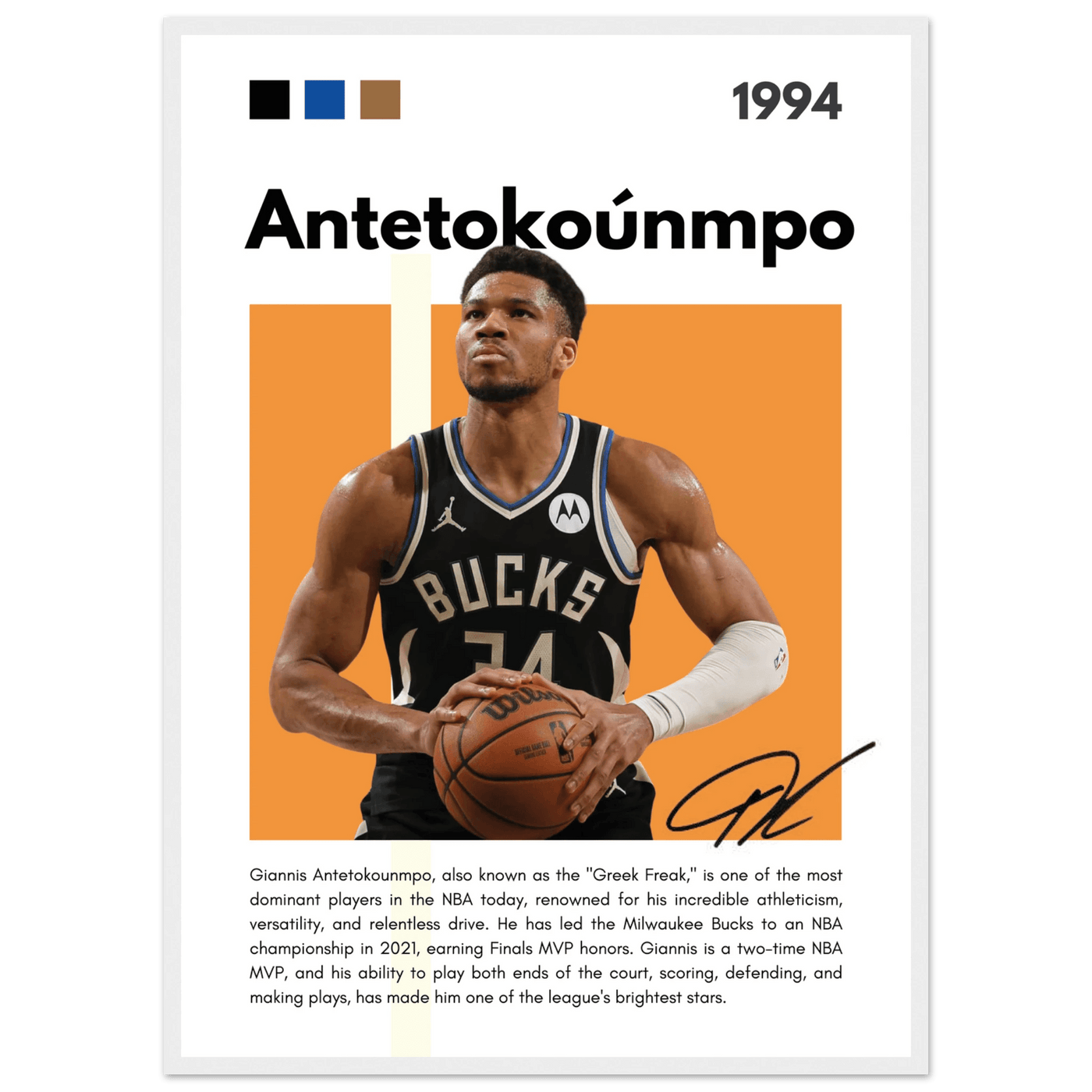 Giannis Antetokounmpo Greek Freak Bucks Poster - Vibrantwalls