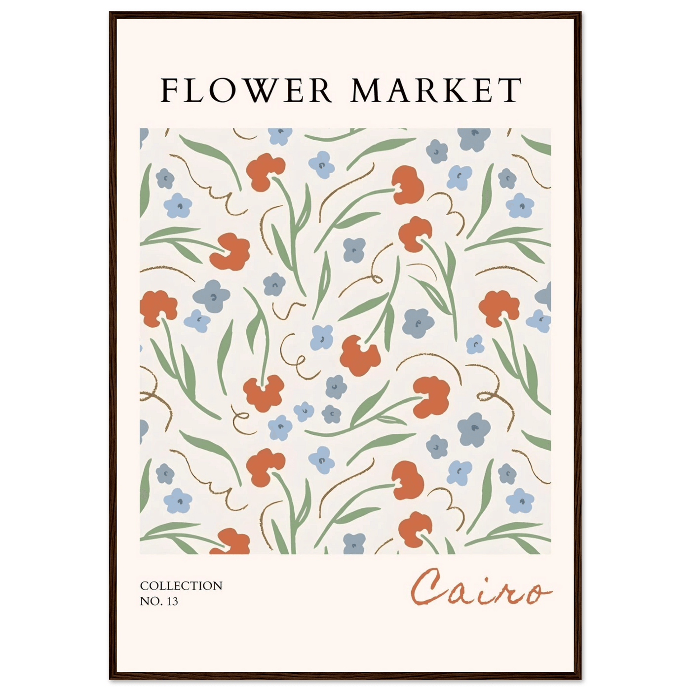 Flower Market Cairo Framed Poster – Abstract Floral Art Print | Earthy Tones & Ready-to-Hang Decor - Vibrantwalls