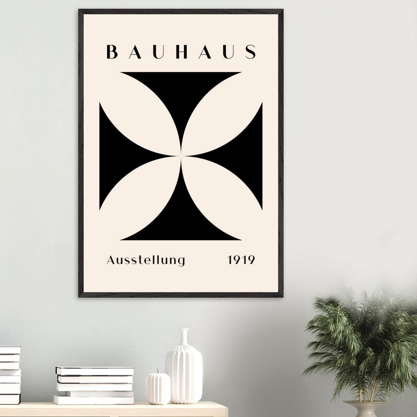 Bauhaus Black Beige Abstract Movement Style Design Wall Art - Vibrantwalls