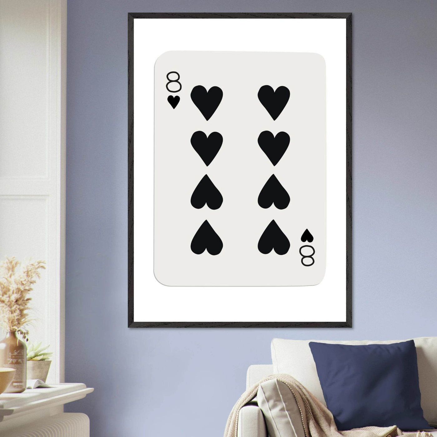 Minimalist Eight of Hearts Poker Card Print - Framed Wall Art, Sustainable Wood Frame, Choose Your Finish & Size - Vibrantwalls