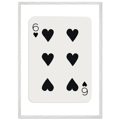 Six of Hearts Poker Card Print - Mounted Framed Poster Art, Eco-Friendly Wood Frame in Your Choice of Frame & Size - Vibrantwalls