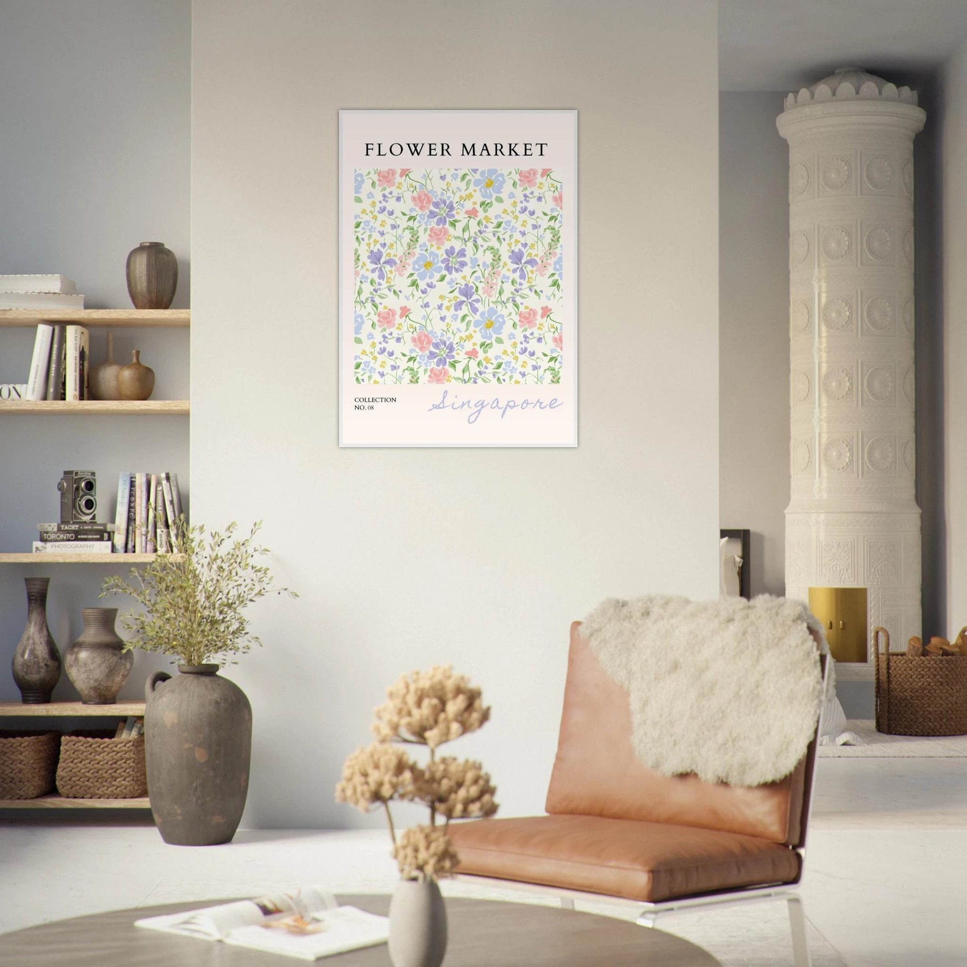 Singapore Flower Market Pastel Botanical Ready-to-Hang - Wall Art - Vibrantwalls