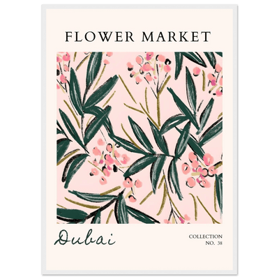 Dubai Flower Market Art Print – Blush Pink & Emerald Green Botanical Framed Poster | Ready-to-Hang - Vibrantwalls