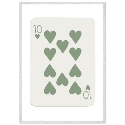 Minimalist Ten of Hearts Poker Card Print - Mounted & Framed Wall Art, Eco-Friendly Wood Frame in Your Choice of Finish - Vibrantwalls