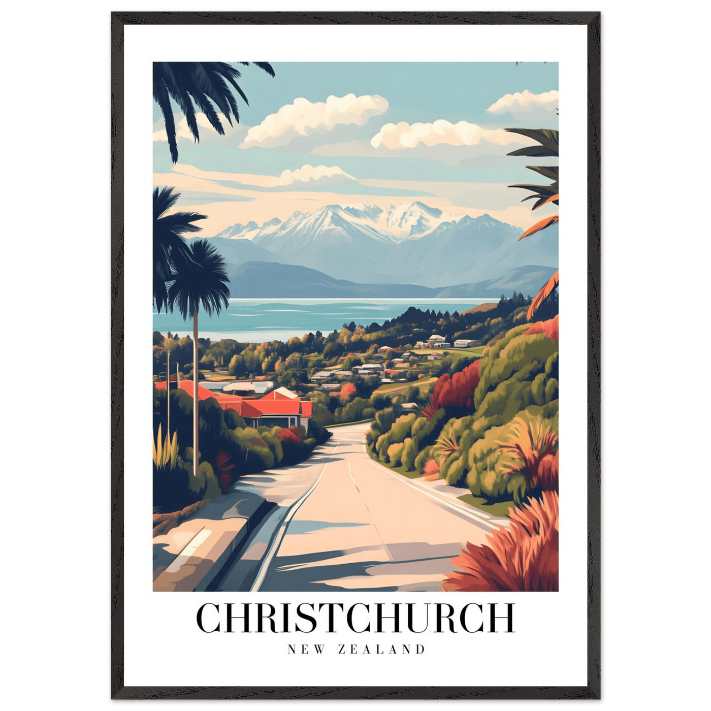 Christchurch New Zealand Framed Poster – Vintage Travel Wall Art with Wooden Frame - Vibrantwalls