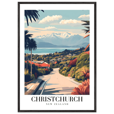 Christchurch New Zealand Framed Poster – Vintage Travel Wall Art with Wooden Frame - Vibrantwalls
