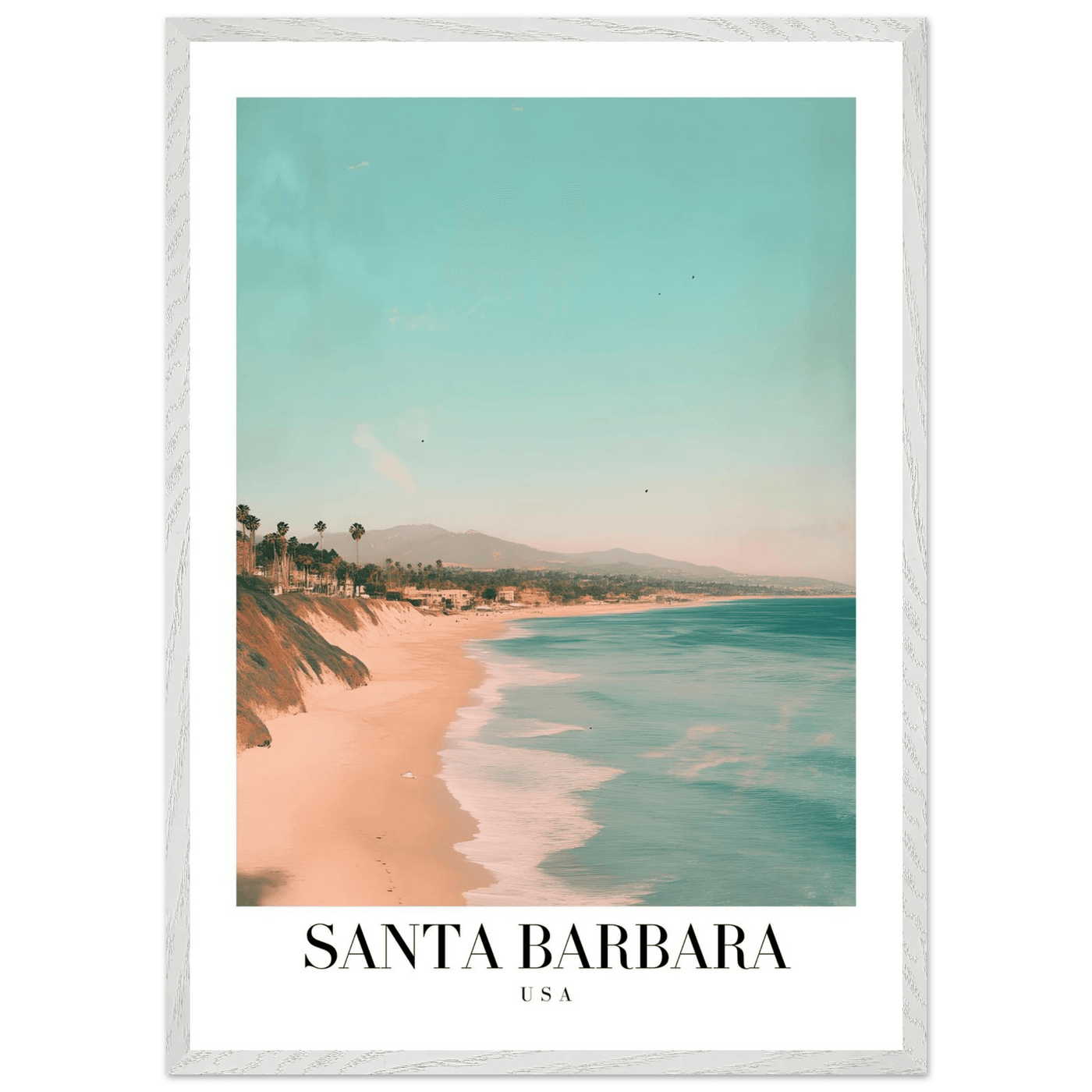 Santa Barbara USA Framed Poster – Pastel Beach Travel Wall Art in Your Choice of Frame - Vibrantwalls