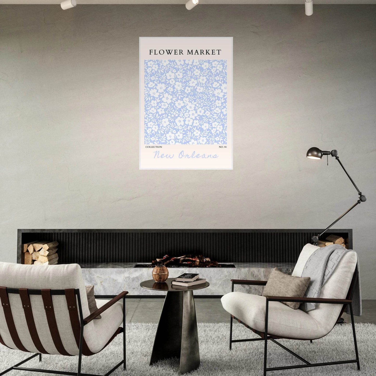 Flower Market New Orleans – Chic Periwinkle Floral Framed Poster | Ready-to-Hang Wall Art - Vibrantwalls