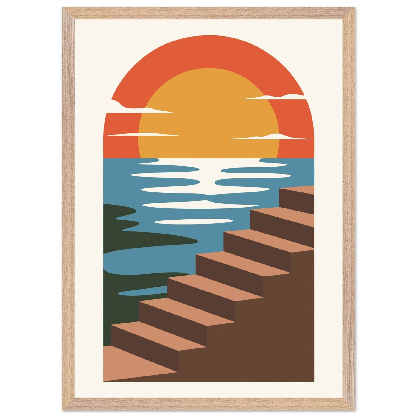 Coastal Steps Sunset Poster - Vibrantwalls