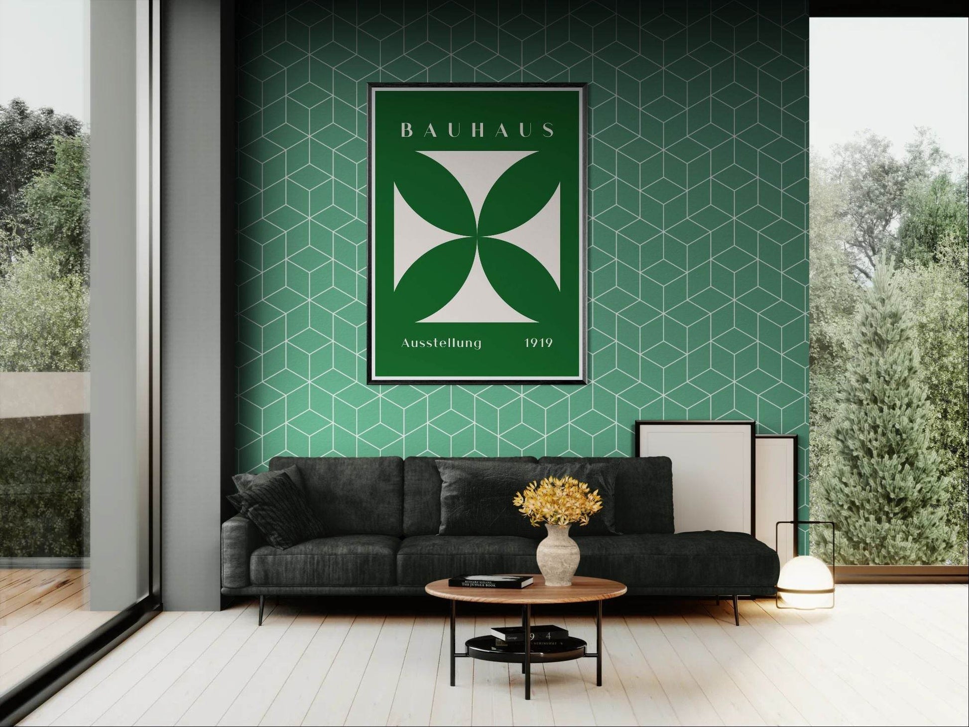 Bauhaus Exhibition 1919 Green Movement Style Design Wall Art - Vibrantwalls