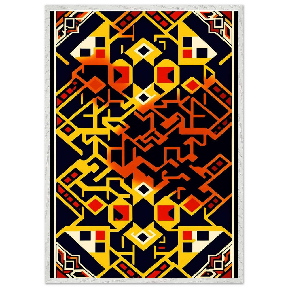 Abstract Geometric Poster Yellow Red Cubism Style Picasso Wall Art - Vibrantwalls