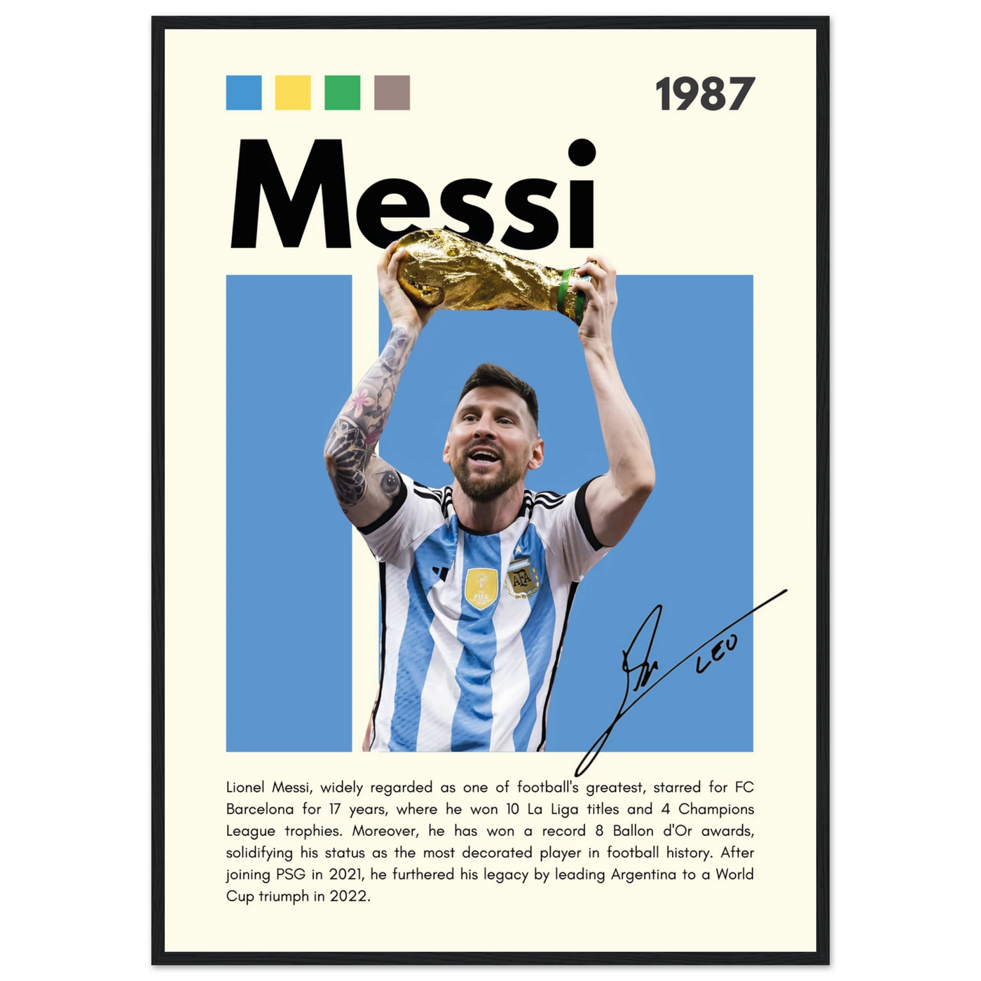Lionel Messi World Cup Champion Framed Poster A1 (59.4 x 84.1 cm) Black frame Vibrantwalls