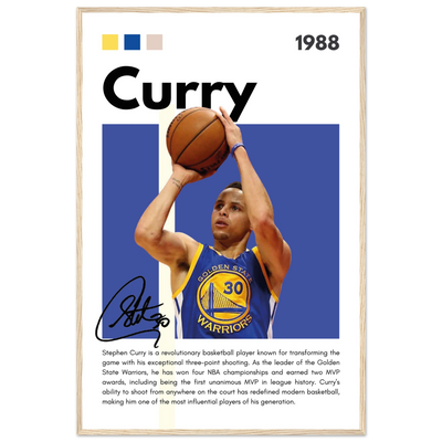 Stephen Curry Golden State Warriors Vintage Art 60x90 cm 24x36″ Wood frame Vibrantwalls