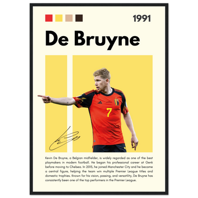 Kevin De Bruyne Football Legend Framed Poster – Vibrant Pop Art Print for Modern Fans 50x70 cm 20x28″ Black frame Vibrantwalls
