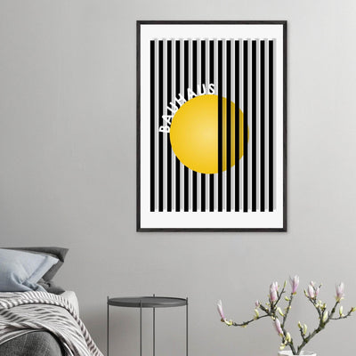 Bauhaus Yellow Circle Wall Art with Modern Stripes - Vibrantwalls