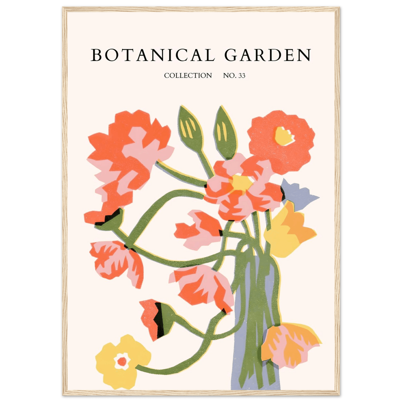 Botanical Garden Framed Poster - Abstract Floral Art Print | Warm Hues & Nature-Inspired Decor - Vibrantwalls
