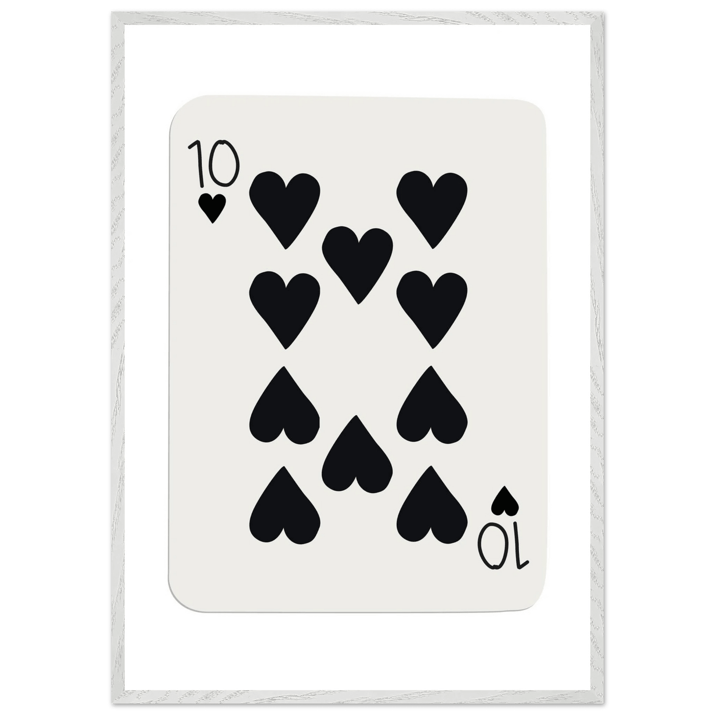 Minimalist Ten of Hearts Poker Card Print - Mounted Framed Poster Art, Eco-Friendly Wood Frame - Vibrantwalls
