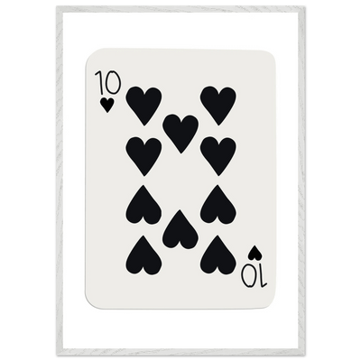 Minimalist Ten of Hearts Poker Card Print - Mounted Framed Poster Art, Eco-Friendly Wood Frame - Vibrantwalls