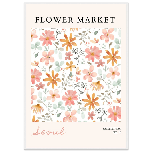 Seoul Flower Market Framed Poster – Delicate Watercolor Blooms & Botanical Art Print | Ready-to-Hang - Vibrantwalls