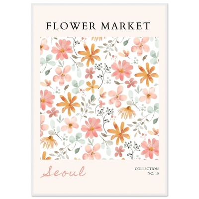 Seoul Flower Market Framed Poster – Delicate Watercolor Blooms & Botanical Art Print | Ready-to-Hang - Vibrantwalls