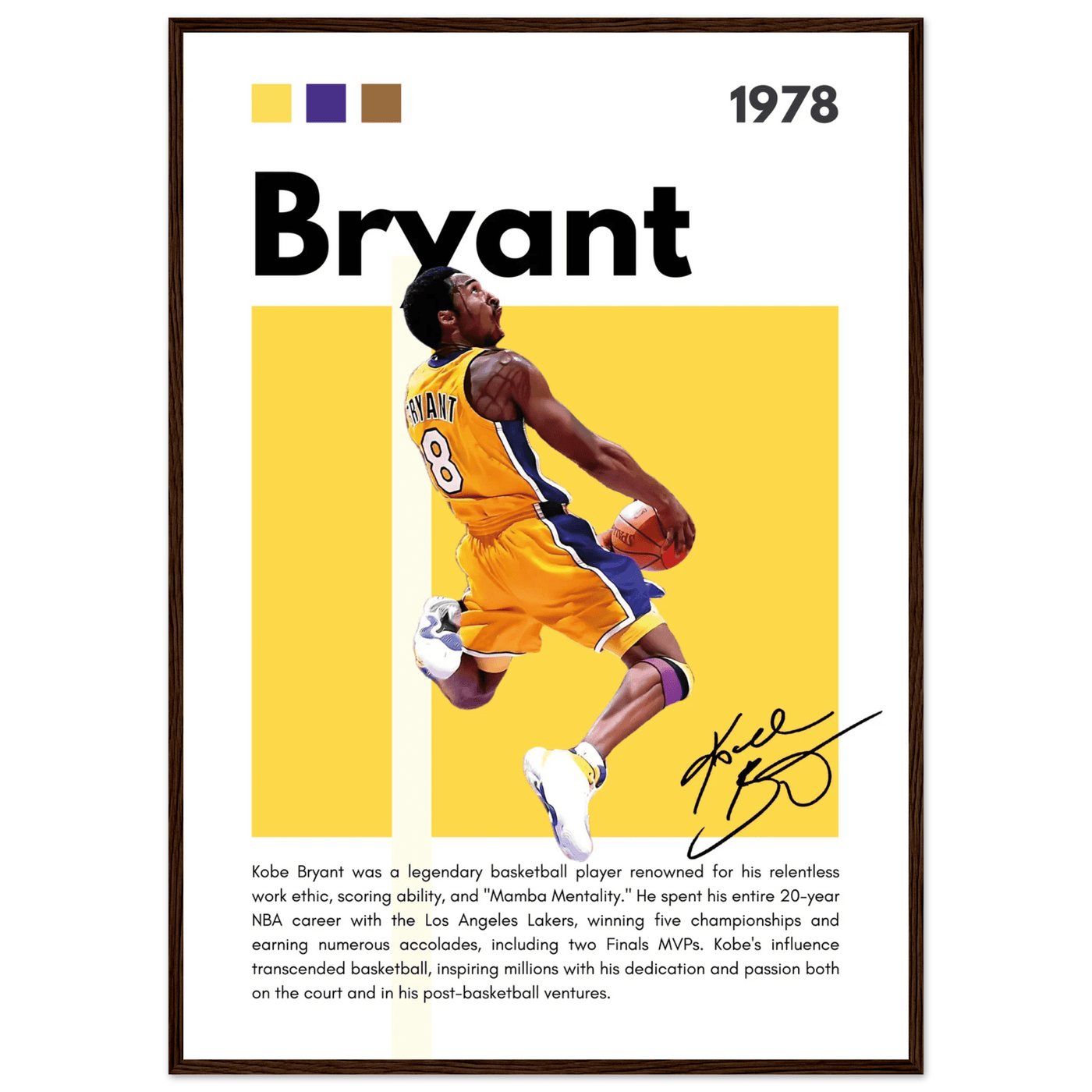 Kobe Bryant Number 24 Lakers Modern Print - Vibrantwalls