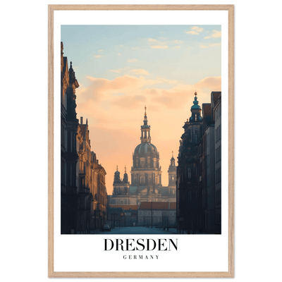 Dresden Germany Framed Poster – Warm Sunset Cityscape Wall Art with Wooden Frame Options - Vibrantwalls