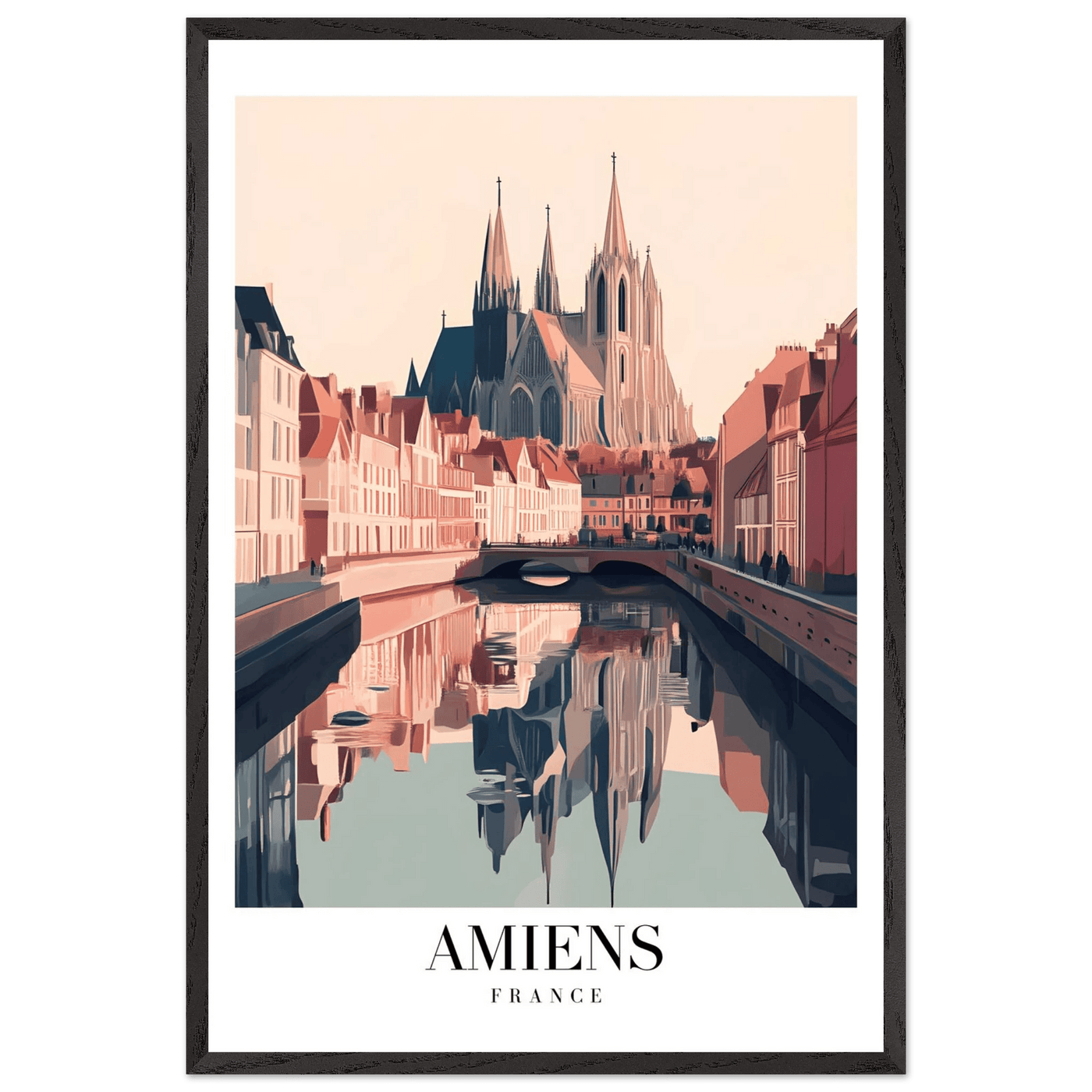 Amiens France Framed Poster – Vintage Travel Wall Art with Wooden Frame - Vibrantwalls