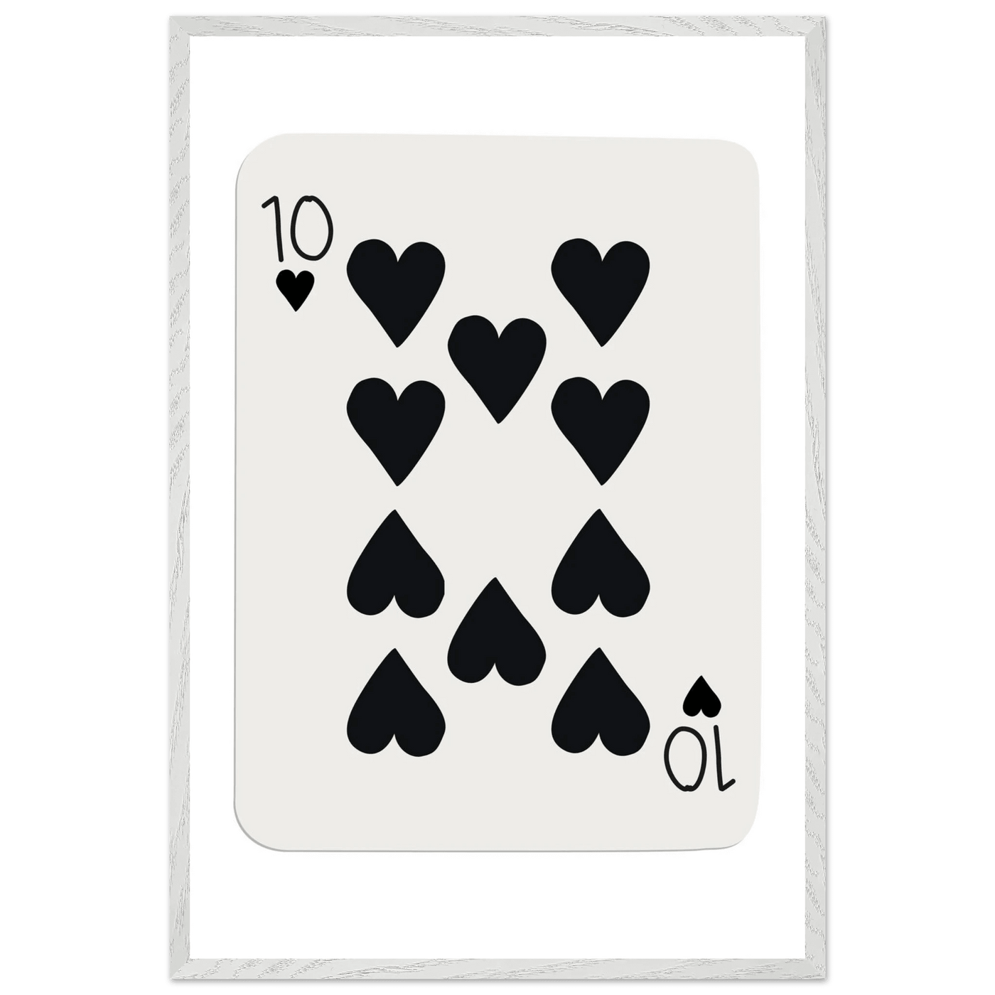 Minimalist Ten of Hearts Poker Card Print - Mounted Framed Poster Art, Eco-Friendly Wood Frame - Vibrantwalls