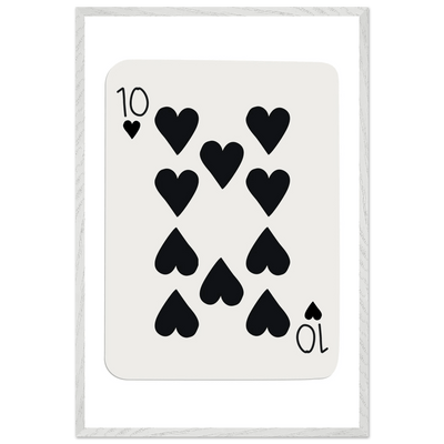 Minimalist Ten of Hearts Poker Card Print - Mounted Framed Poster Art, Eco-Friendly Wood Frame - Vibrantwalls