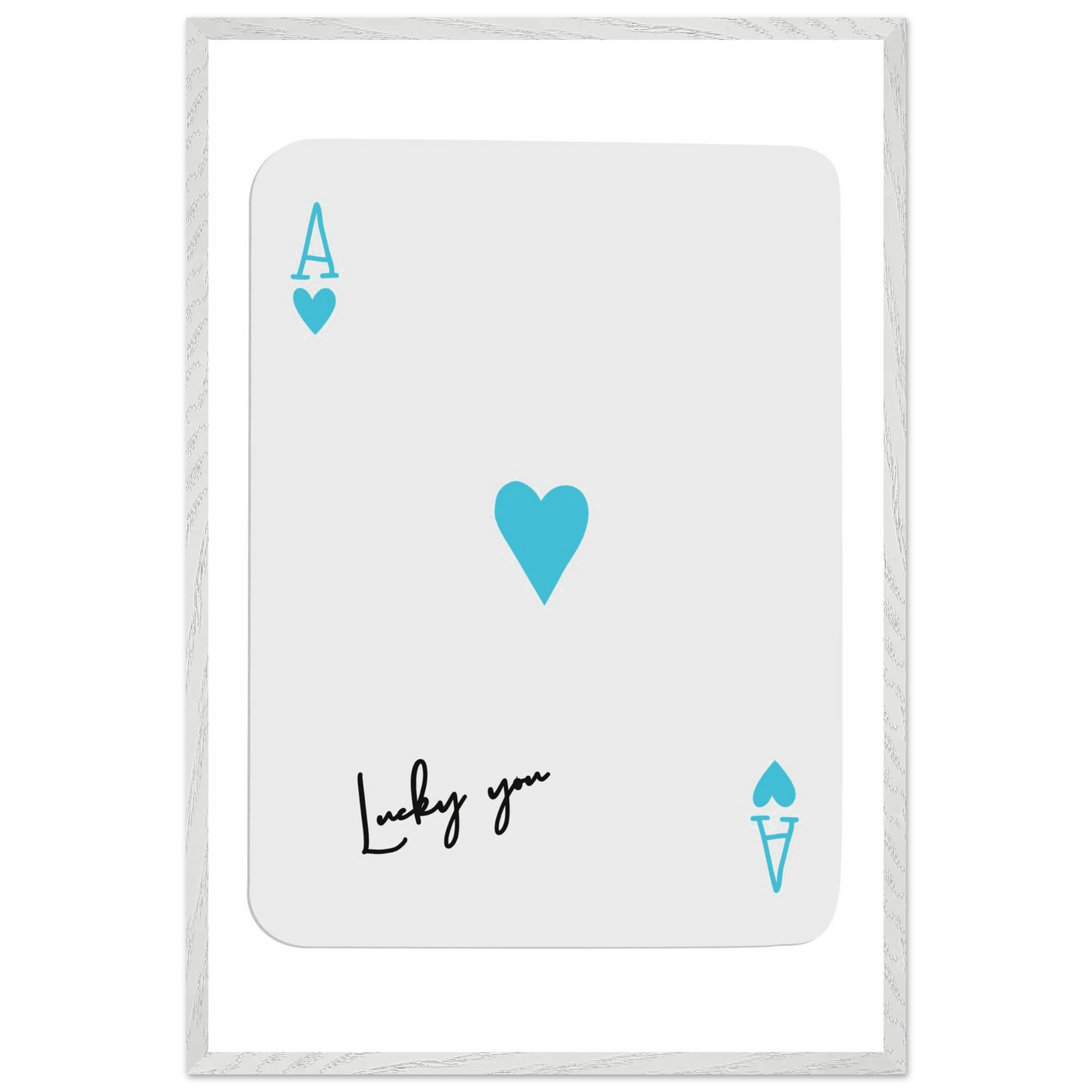 Ace of Hearts Poker Card Print - 'Lucky You' Framed Art, Eco-Friendly Wood Frame in Custom Finish - Vibrantwalls