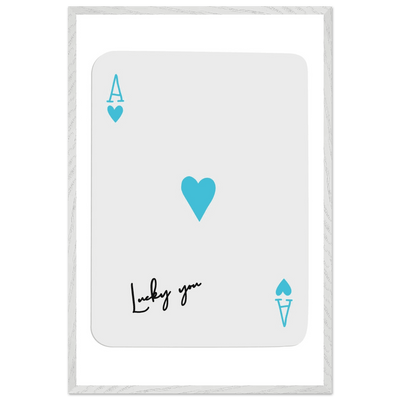 Ace of Hearts Poker Card Print - 'Lucky You' Framed Art, Eco-Friendly Wood Frame in Custom Finish - Vibrantwalls
