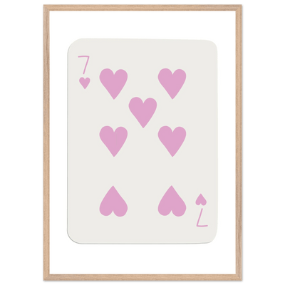 Charming Seven of Hearts Poker Card Print - Mounted Framed Poster Art with Eco-Friendly Wood Frame - Vibrantwalls